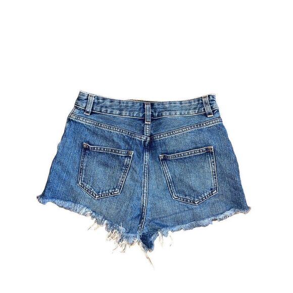 ASOS //Denim High Rise Button Fly Cut Off Denim Shorts  Size 8 - Picture 2 of 10